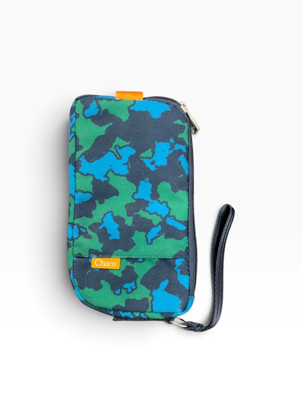 Chaco Travel Wallet Wristlet Organizer Rare Blue Green Camo Zip Around Orange